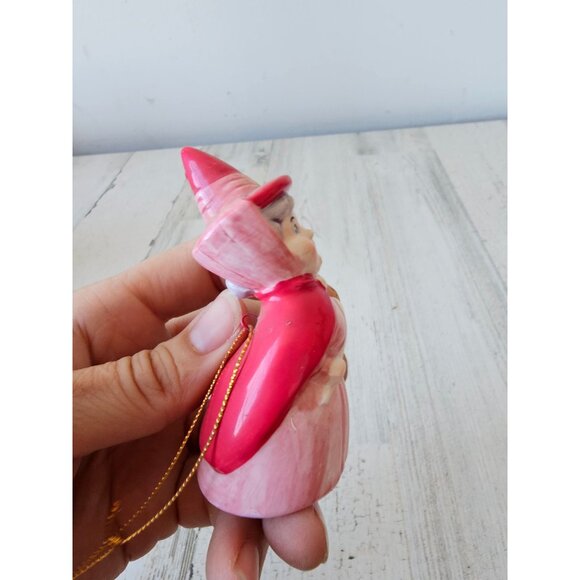 Vintage ceramic flora fairy sleeping beauty godmother red pink ornament Xmas tre - Picture 4 of 8